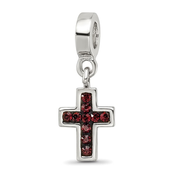 Sterling Silver Reflections Black Swarovski Cross Dangle Bead