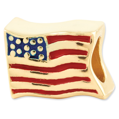 Sterling Silver Gold-plated Reflections USA Flag Bead