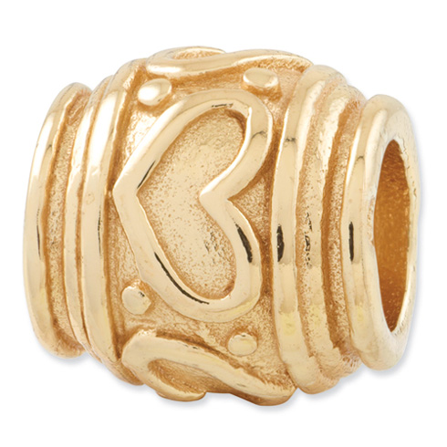 Sterling Silver Gold-plated Reflections Barrel Heart Bead