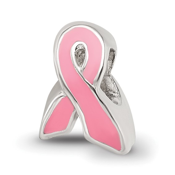 Sterling Silver Reflections Kids Enameled Pink Ribbon Bead
