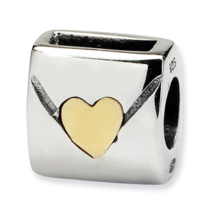Sterling Silver 14k Gold Reflections Love Note Bead