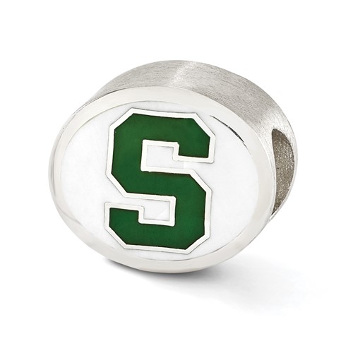 Sterling Silver Enameled Michigan State University Spartans Bead