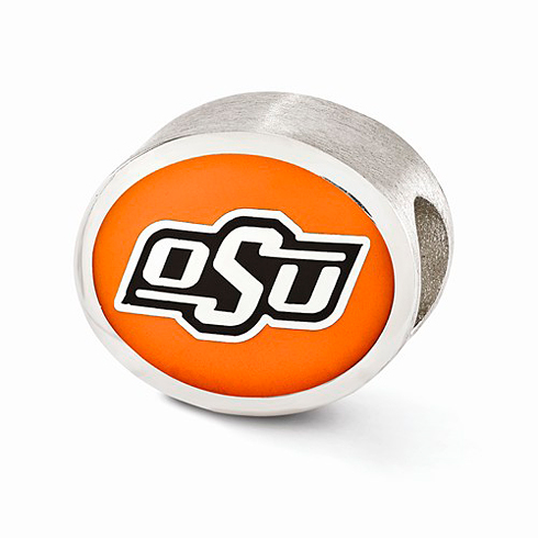 Sterling Silver Enameled Oklahoma State University Bead