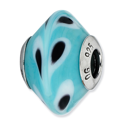 Sterling Silver Reflections Powder Blue with Dots Italian Murano Bead