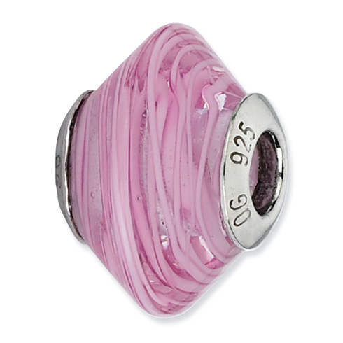 Sterling Silver Reflections Light Pink with Swirls Italian Murano Bead