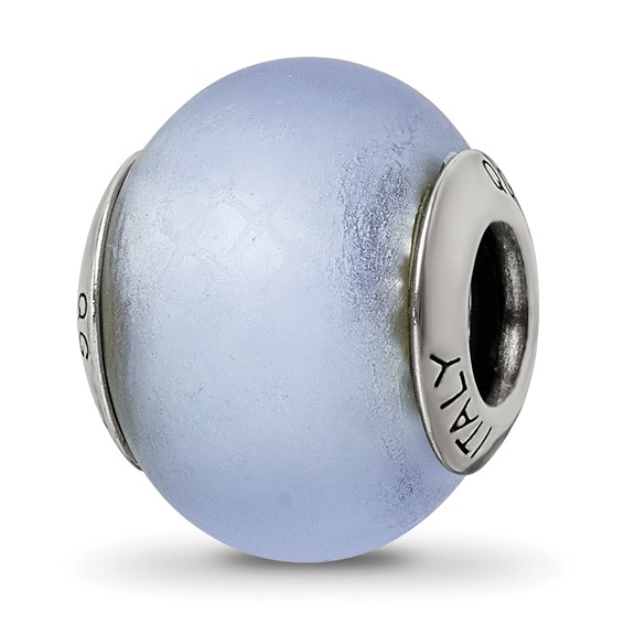Sterling Silver Reflections Light Blue Matte Italian Murano Bead