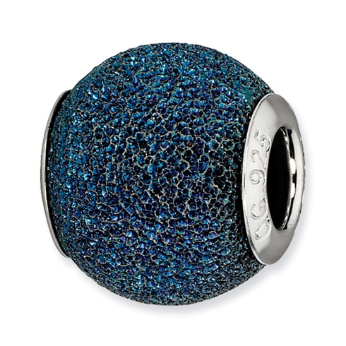 Sterling Silver Reflections Blue Laser Cut Bead