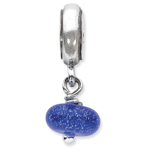 Sterling Silver Blue Dichoric Glass Dangle Reflections Bead