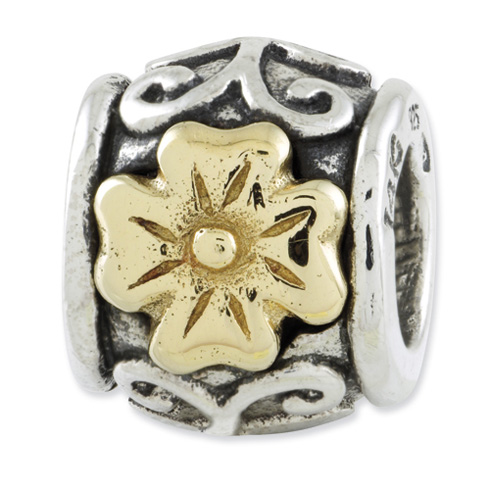Reflections Floral Bead Sterling Silver 14k Gold
