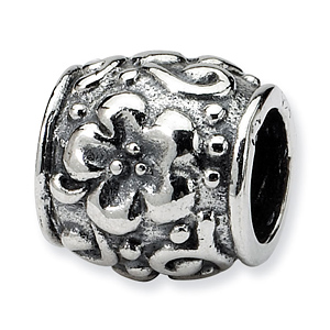 Sterling Silver Reflections Floral Barrel Shaped Bead