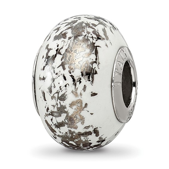 Sterling Silver Reflections White with Platinum Foil Ceramic Bead