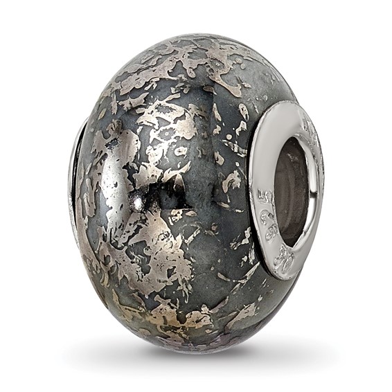 Sterling Silver Reflections Grey with Platinum Foil Ceramic Bead