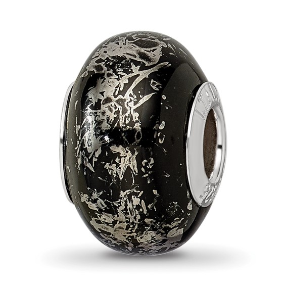 Sterling Silver Reflections Black with Platinum Foil Ceramic Bead