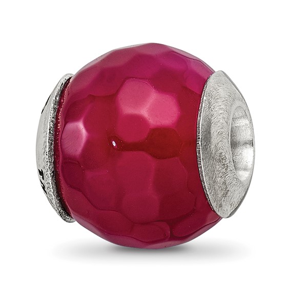 Sterling Silver Reflections Fuchsia Cracked Agate Shell Stone Bead