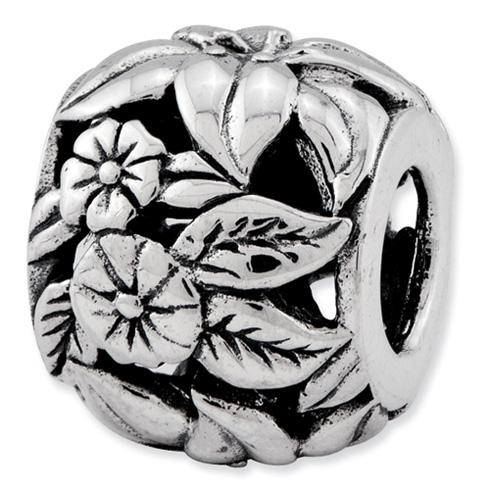 Sterling Silver Reflections Floral Bali Bead with Antique Finish