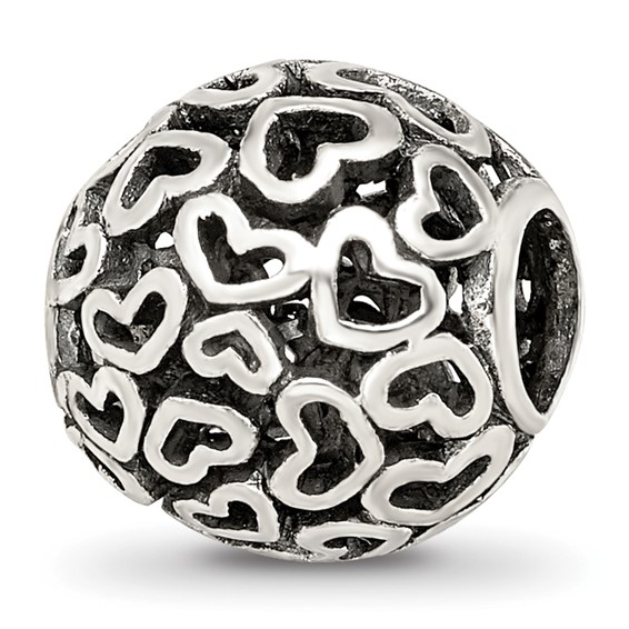 Sterling Silver Reflections Hearts Round Bali Bead