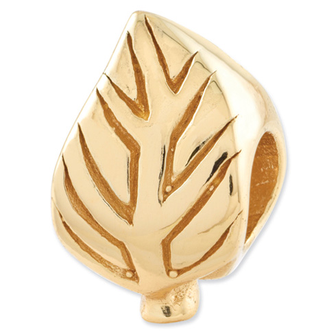 Sterling Silver Gold-plated Reflections Leaf Design Bead
