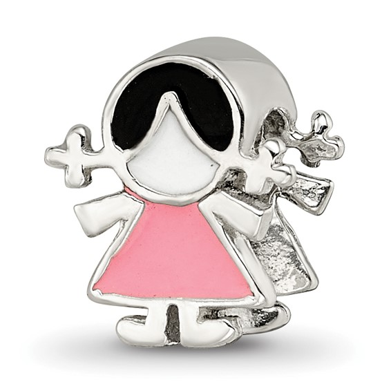 Sterling Silver Reflections Pink Dress Girl Bead