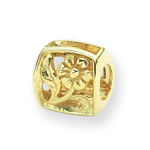 14k Yellow Gold Reflections Floral Frame Bead