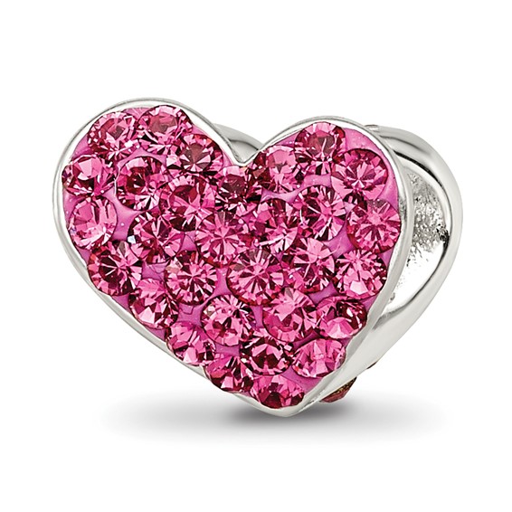 Sterling Silver Reflections Pink Swarovski Elements Heart Bead