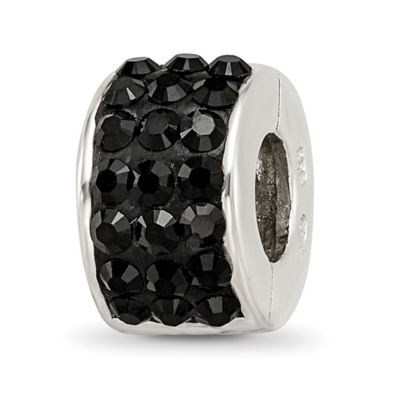 Sterling Silver Reflections Black Swarovski Elements Bead