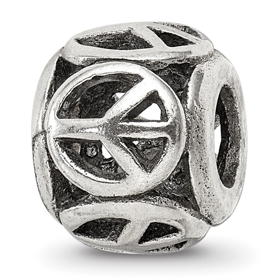 Sterling Silver Reflections Peace Sign Bead