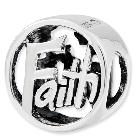 Sterling Silver Reflections Round Faith Bead