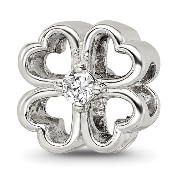 Sterling Silver Reflections Four Leaf Clover with CZ Bead