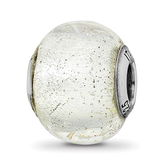 Sterling Silver Reflections Italian Silver Glitter Glass Bead