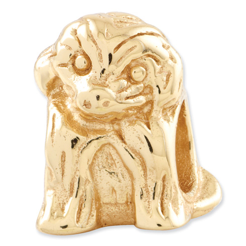 Sterling Silver Gold-plated Reflections Sitting Puppy Bead