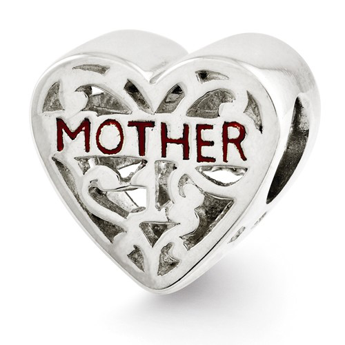 Sterling Silver Reflections Enameled Heart Mother Bead