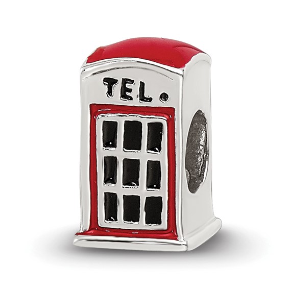 Sterling Silver Reflections Enameled Telephone Booth Bead