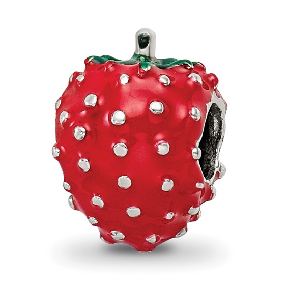 Sterling Silver Reflections Kids Enameled Strawberry Bead