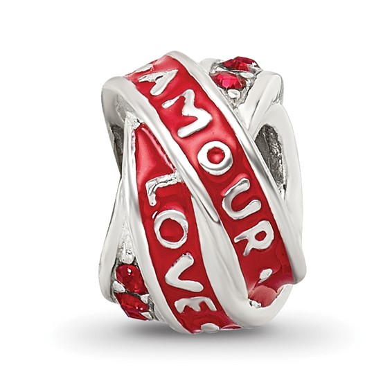 Sterling Silver Reflections Love Amour Red Swarovski Elements Bead