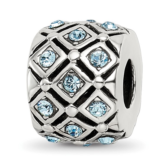 Sterling Silver Reflections March Swarovski Checkerboard Bead