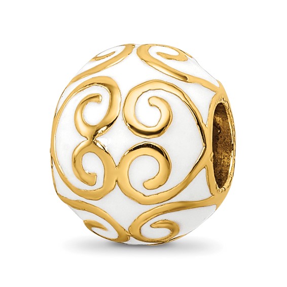 Sterling Silver Reflections Gold-plated and Enameled Bali Bead