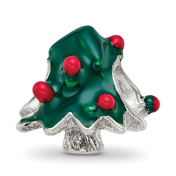 Sterling Silver Reflections Enameled Christmas Tree Bead