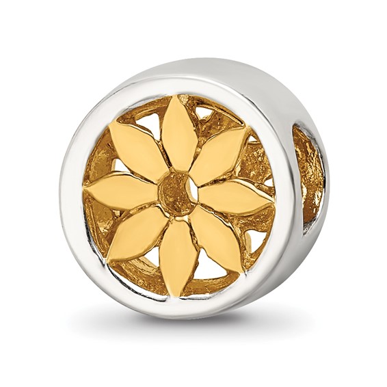 Sterling Silver Reflections Gold-plated Flower Bead