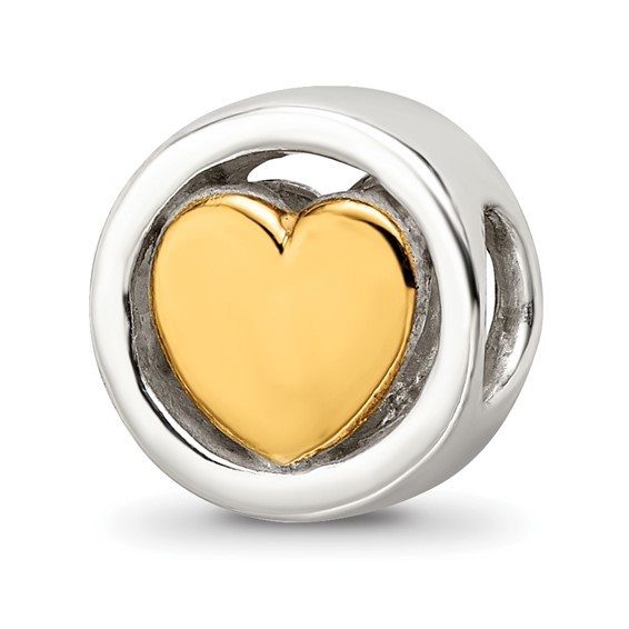 Sterling Silver Reflections Gold-plated Heart Bead