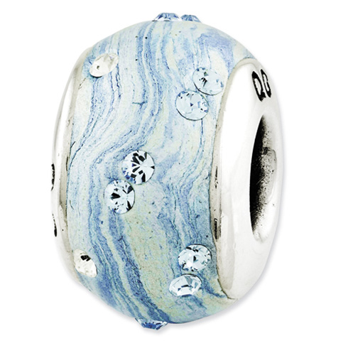 Sterling Silver Reflections Blue Molded and Swarovski Elements Bead