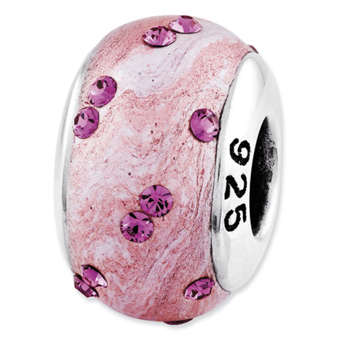 Sterling Silver Reflections Pink Molded and Swarovski Bead