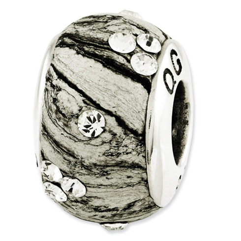 Sterling Silver Reflections Grey Molded with Swarovski Elements Bead