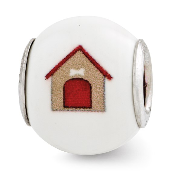 Sterling Silver Reflections White Enameled Dog House Bead