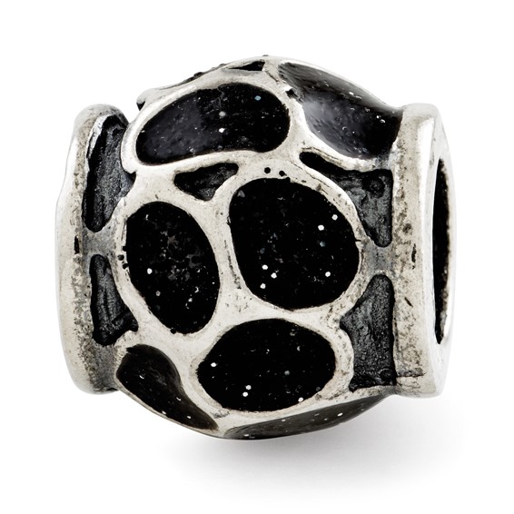 Sterling Silver Reflections Black Enamel with Sparkles Bead