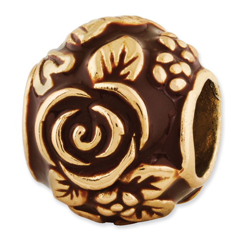 Sterling Silver Reflections Gold-plated Enameled Floral Bead