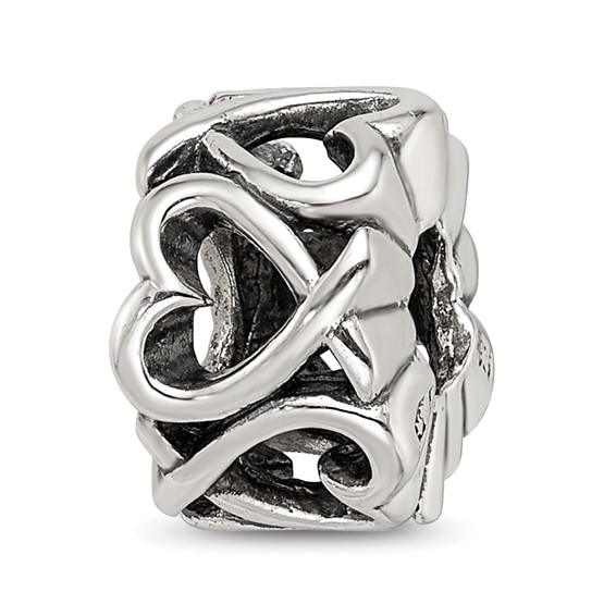 Sterling Silver Reflections Alternating Hearts Bead