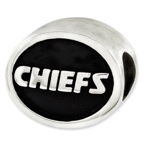 Sterling Silver Kansas City Chiefs Bead with Black Antiquing