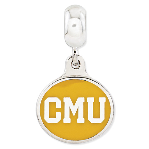 Sterling Silver Central Michigan University Reversible Dangle Bead