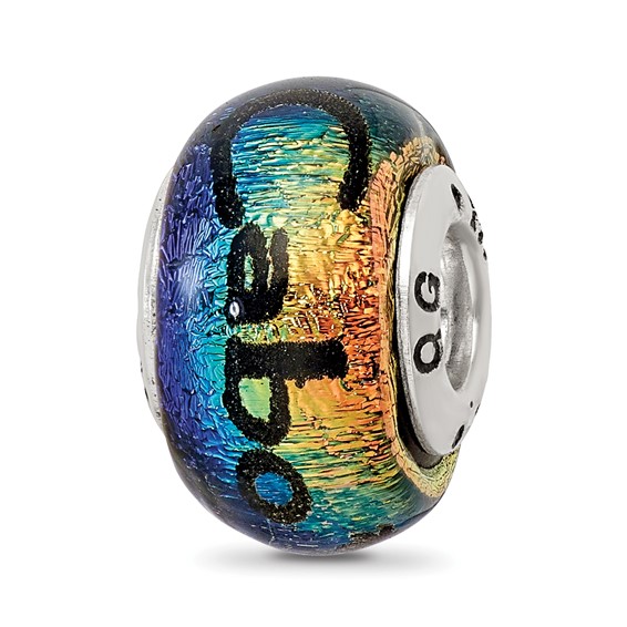 Sterling Silver Reflections Cabo Orange Dichroic Glass Bead
