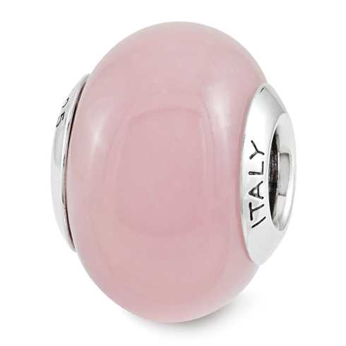 Sterling Silver Pink Glow-in-the-Dark Italian Bead
